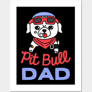 Pit Bull Dad Dog Owner Retro Dog Father Posters and Art